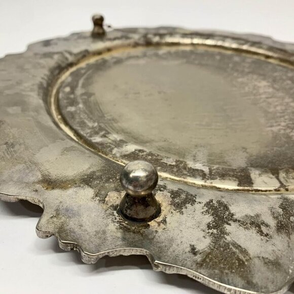Vintage Silverplate Vanity Display Mirror Footed - Picture 6 of 8